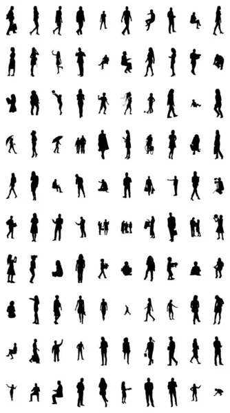 Vector Silhouettes Outline Silhouettes People Contour Drawing People Silhouette Icon — 스톡 벡터