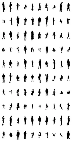 Silhouettes Vectorielles Silhouettes Esquissées Personnes Dessin Contour Silhouette Personnes Icône — Image vectorielle