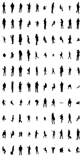 Vector Silhouettes Outline Silhouettes People Contour Drawing People Silhouette Icon — 스톡 벡터