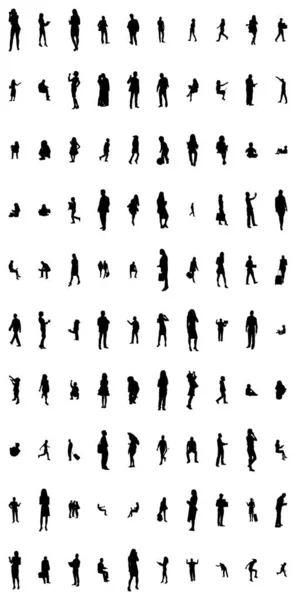 Silhouettes Vectorielles Silhouettes Esquissées Personnes Dessin Contour Silhouette Personnes Icône — Image vectorielle