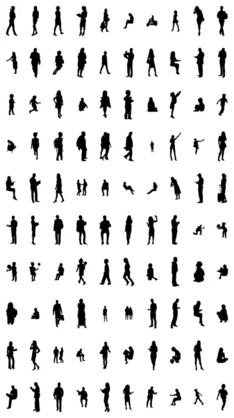 Silhouettes Vectorielles Silhouettes Esquissées Personnes Dessin Contour Silhouette Personnes Icône — Image vectorielle