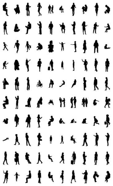 Vector Silhouettes Outline Silhouettes People Contour Drawing People Silhouette Icon — Stock Vector