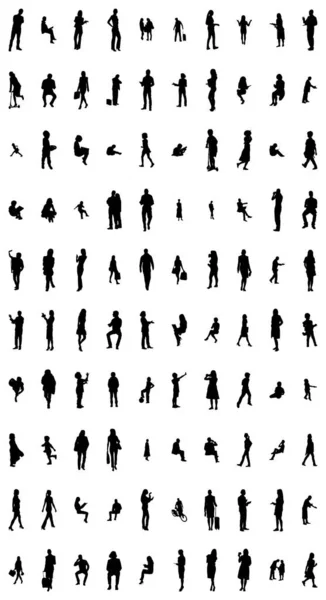 Silhouettes Vectorielles Silhouettes Esquissées Personnes Dessin Contour Silhouette Personnes Icône — Image vectorielle