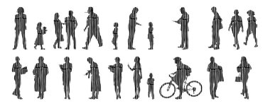 Vektör siluetleri, insanların ana hatları, Contour çizimleri, insanların siluetleri, ikon kümesi izole edilmiş, oturan insanların silueti, mimari set