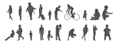 Vektör siluetleri, insanların ana hatları, Contour çizimleri, insanların siluetleri, ikon kümesi izole edilmiş, oturan insanların silueti, mimari set