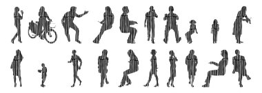 Vektör siluetleri, insanların ana hatları, Contour çizimleri, insanların siluetleri, ikon kümesi izole edilmiş, oturan insanların silueti, mimari set