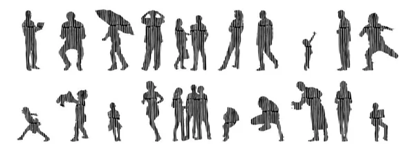 Silhouettes Vectorielles Silhouettes Esquissées Personnes Dessin Contour Silhouette Personnes Icône — Image vectorielle