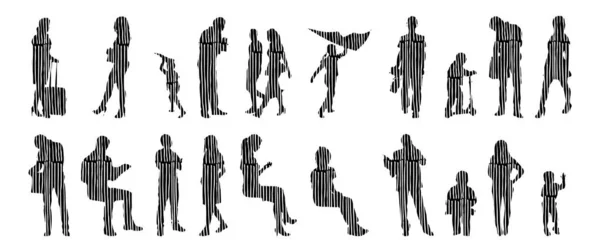 Vector Silhouettes Outline Silhouettes People Contour Drawing People Silhouette Icon — 스톡 벡터