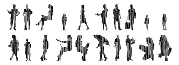 Vector Silhouettes Outline Silhouettes People Contour Drawing People Silhouette Icon — 스톡 벡터