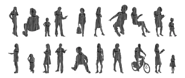 Vector Silhouettes Outline Silhouettes People Contour Drawing People Silhouette Icon — 스톡 벡터