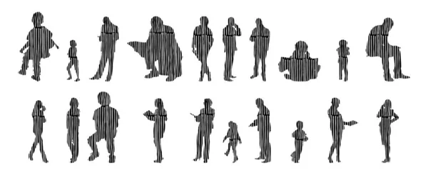 Silhouettes Vectorielles Silhouettes Esquissées Personnes Dessin Contour Silhouette Personnes Icône — Image vectorielle