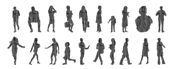 Vector Silhouettes Outline Silhouettes People Contour Drawing People Silhouette Icon — 스톡 벡터