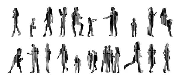 Silhouettes Vectorielles Silhouettes Esquissées Personnes Dessin Contour Silhouette Personnes Icône — Image vectorielle