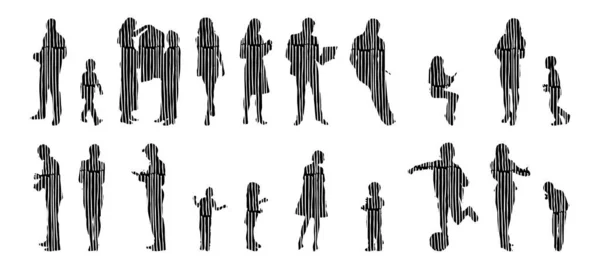 Vector Silhouettes Outline Silhouettes People Contour Drawing People Silhouette Icon — 스톡 벡터