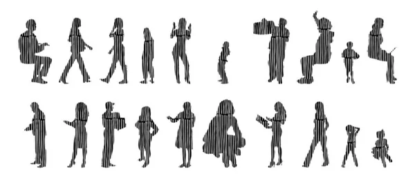 Vector Silhouettes Outline Silhouettes People Contour Drawing People Silhouette Icon — 스톡 벡터