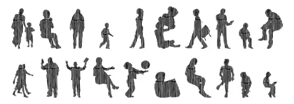 Silhouettes Vectorielles Silhouettes Esquissées Personnes Dessin Contour Silhouette Personnes Icône — Image vectorielle