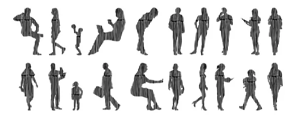 Vector Silhouettes Outline Silhouettes People Contour Drawing People Silhouette Icon — 스톡 벡터