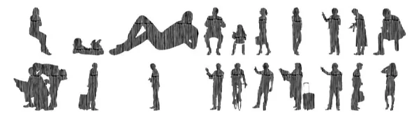 Vector Silhouetten Overzicht Silhouetten Van Mensen Contourtekening Personensilhouet Icoon Set — Stockvector