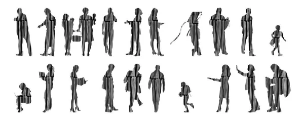 Vector Silhouettes Outline Silhouettes People Contour Drawing People Silhouette Icon — 스톡 벡터