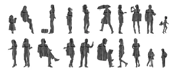 Vector Silhouettes Outline Silhouettes People Contour Drawing People Silhouette Icon — 스톡 벡터