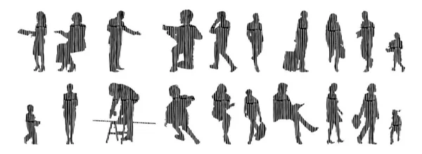 Siluetas Vectores Siluetas Contorno Personas Dibujo Contorno Silueta Personas Icono — Archivo Imágenes Vectoriales