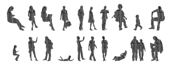 Vector Silhouettes Outline Silhouettes People Contour Drawing People Silhouette Icon — 스톡 벡터