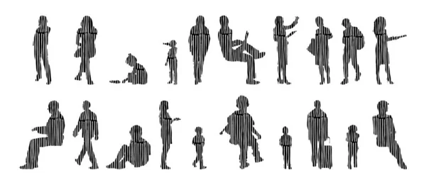 Vector Silhouettes Outline Silhouettes People Contour Drawing People Silhouette Icon — 스톡 벡터