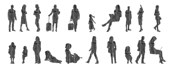 Vector Silhouettes Outline Silhouettes People Contour Drawing People Silhouette Icon — 스톡 벡터