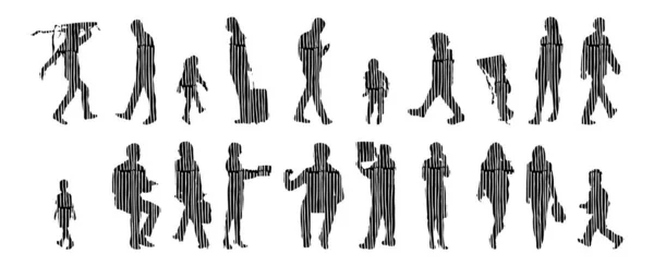 Silhouettes Vectorielles Silhouettes Esquissées Personnes Dessin Contour Silhouette Personnes Icône — Image vectorielle