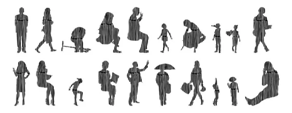 Vector Silhouettes Outline Silhouettes People Contour Drawing People Silhouette Icon — 스톡 벡터