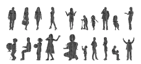 Vector Silhouettes Outline Silhouettes People Contour Drawing People Silhouette Icon — 스톡 벡터