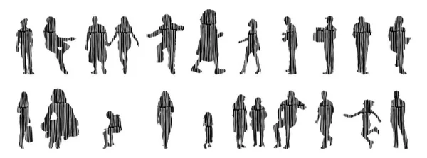 Vector Silhouettes Outline Silhouettes People Contour Drawing People Silhouette Icon — 스톡 벡터