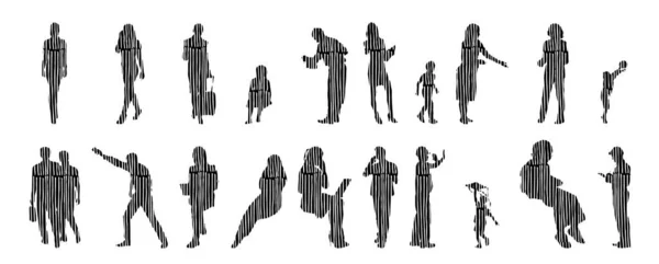 Silhouettes Vectorielles Silhouettes Esquissées Personnes Dessin Contour Silhouette Personnes Icône — Image vectorielle