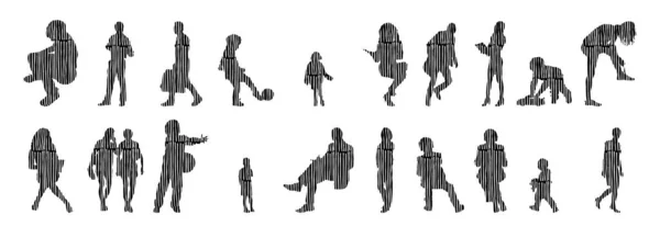 Vector Silhouettes Outline Silhouettes People Contour Drawing People Silhouette Icon — 스톡 벡터