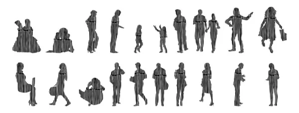 Vector Silhouettes Outline Silhouettes People Contour Drawing People Silhouette Icon — 스톡 벡터