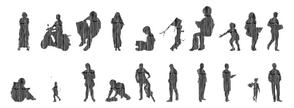 Siluetas Vectores Siluetas Contorno Personas Dibujo Contorno Silueta Personas Icono — Archivo Imágenes Vectoriales