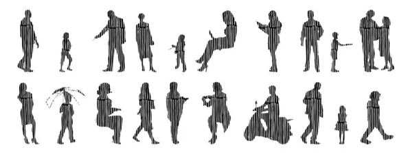 Vector Silhouettes Outline Silhouettes People Contour Drawing People Silhouette Icon — 스톡 벡터