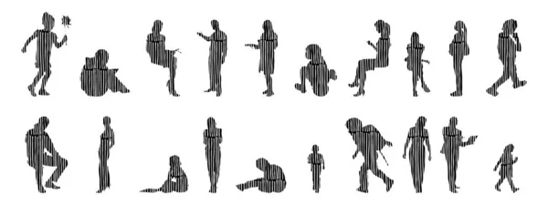 Vector Silhouettes Outline Silhouettes People Contour Drawing People Silhouette Icon — 스톡 벡터