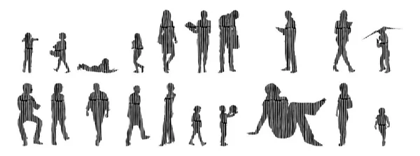 Vector Silhouettes Outline Silhouettes People Contour Drawing People Silhouette Icon — Stock Vector