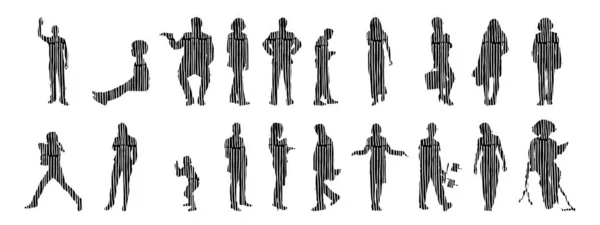 Silhouettes Vectorielles Silhouettes Esquissées Personnes Dessin Contour Silhouette Personnes Icône — Image vectorielle