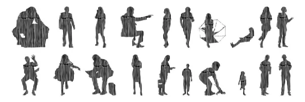 Vector Silhouettes Outline Silhouettes People Contour Drawing People Silhouette Icon — Stock Vector