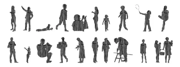 Vector Silhouettes Outline Silhouettes People Contour Drawing People Silhouette Icon — Stock Vector