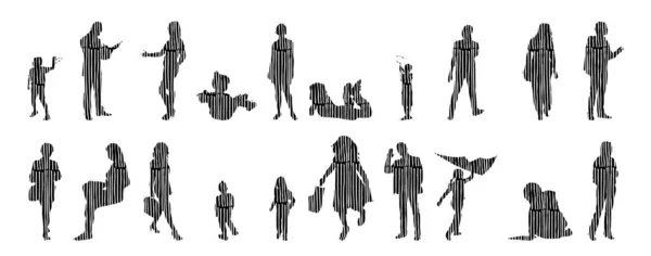 Vector Silhouettes Outline Silhouettes People Contour Drawing People Silhouette Icon — 스톡 벡터