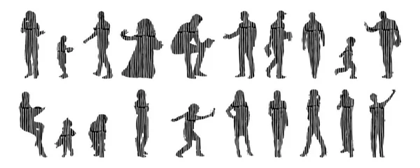 Vector Silhouettes Outline Silhouettes People Contour Drawing People Silhouette Icon — 스톡 벡터