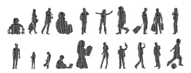 Vektör siluetleri, insanların ana hatları, Contour çizimleri, insanların siluetleri, ikon kümesi izole edilmiş, oturan insanların silueti, mimari set