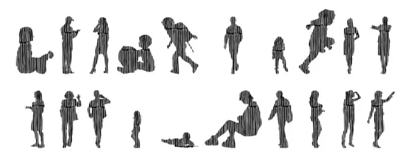 Vector Silhouettes Outline Silhouettes People Contour Drawing People Silhouette Icon — 스톡 벡터