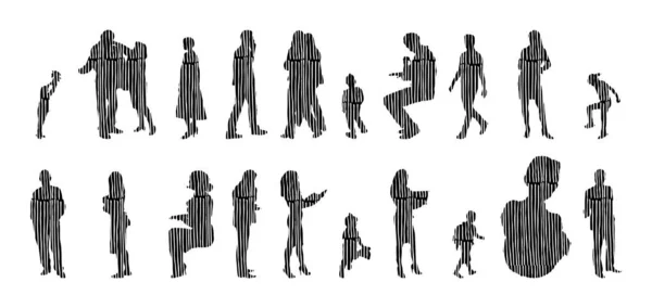 Vector Silhouettes Outline Silhouettes People Contour Drawing People Silhouette Icon — 스톡 벡터