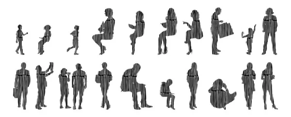 Vector Silhouettes Outline Silhouettes People Contour Drawing People Silhouette Icon — 스톡 벡터