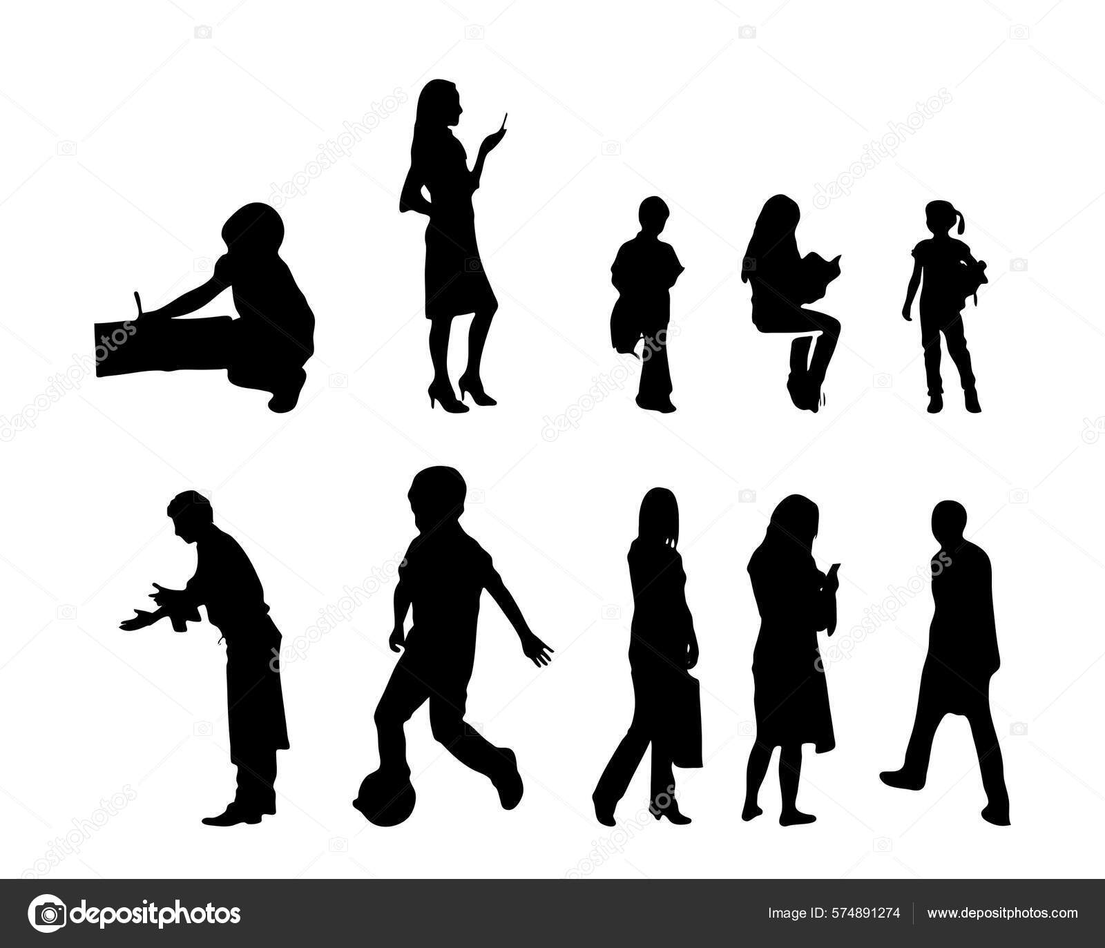 Vector Silhouettes Outline Silhouettes People Contour Drawing People