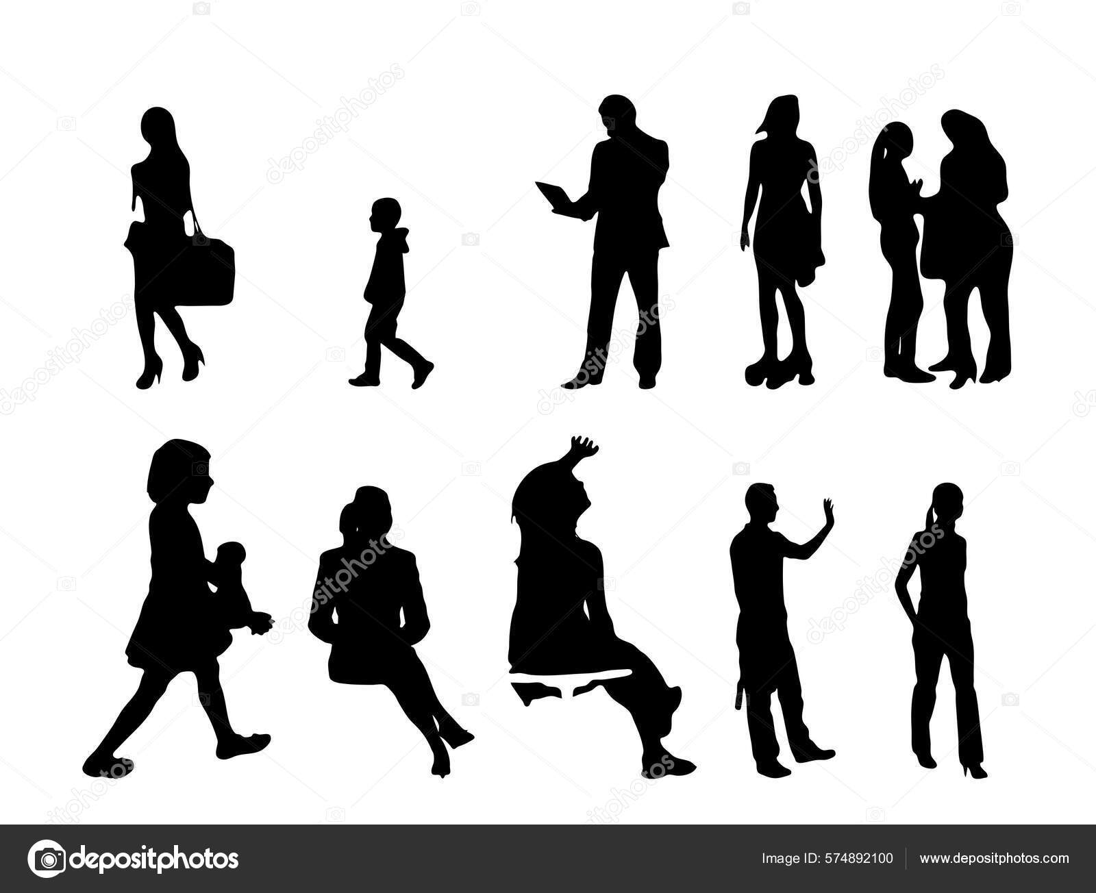 Vector Silhouettes Outline Silhouettes People Contour Drawing People